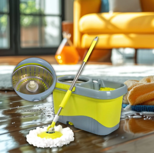 Mop with bucket for wringing out